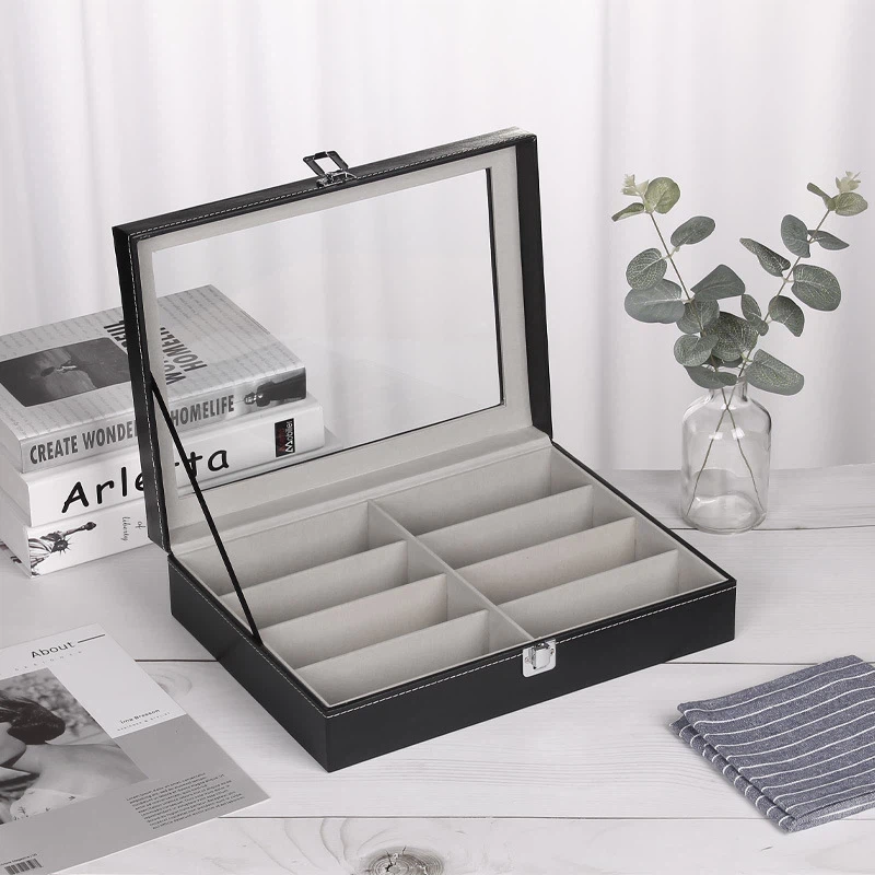 Kohandatud 8 pesaga päikeseprillide hoiustamine Nahast korraldaja hulgimüük